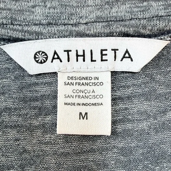 Athleta Top Women M Gray Space Dye Breezy Scoop V Neck Cap Sleeve Gym Shirt - Picture 6 of 8